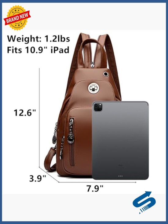 Genuine Leather Convertible Backpack Crossbody Sling Bag Purse Daypack